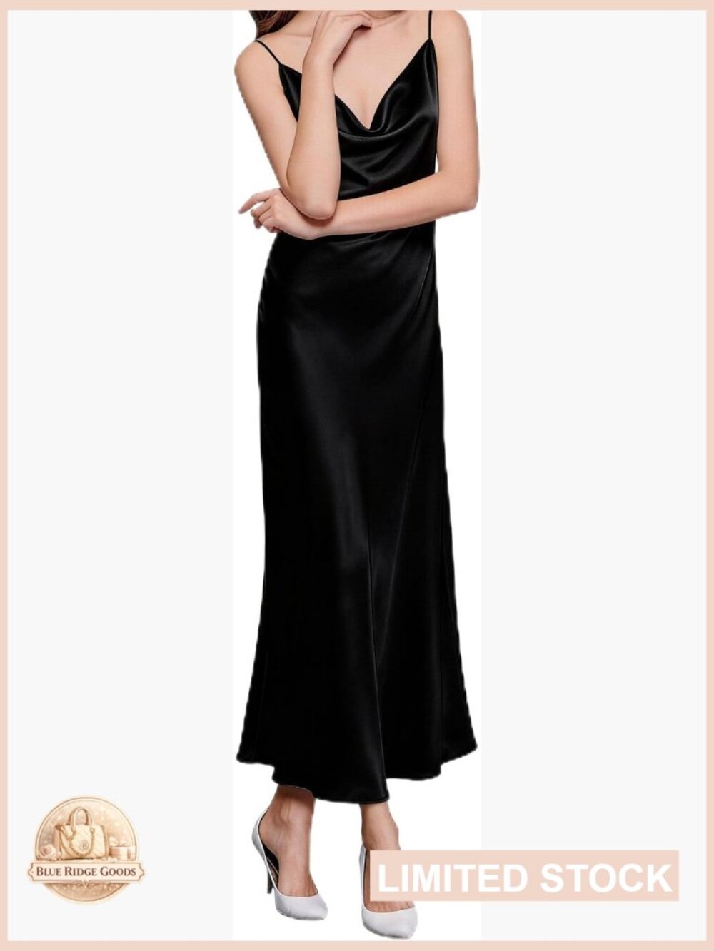 Satin Spaghetti Strap Midi Dress Ruched Cocktail Silk Nightgown Slip Elegant